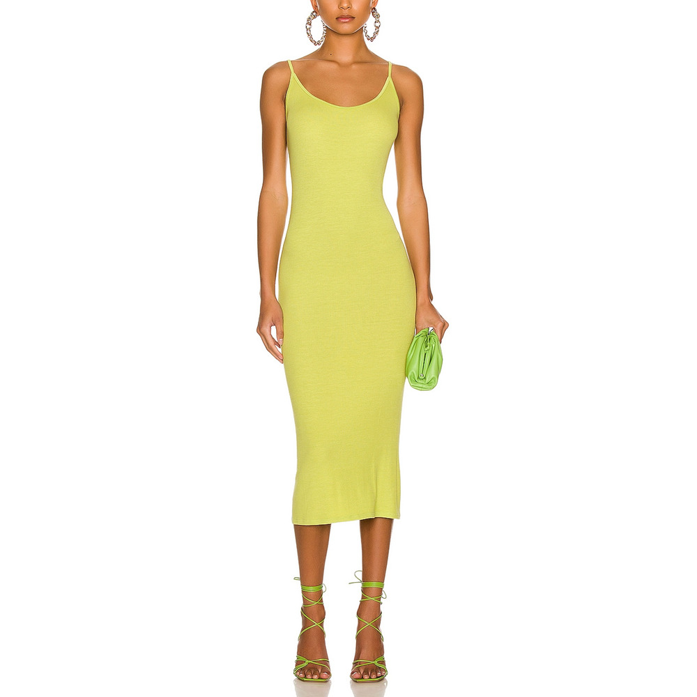 Enza Costa 'Stretch' Yellow Silk Knit Essential Dress Size L